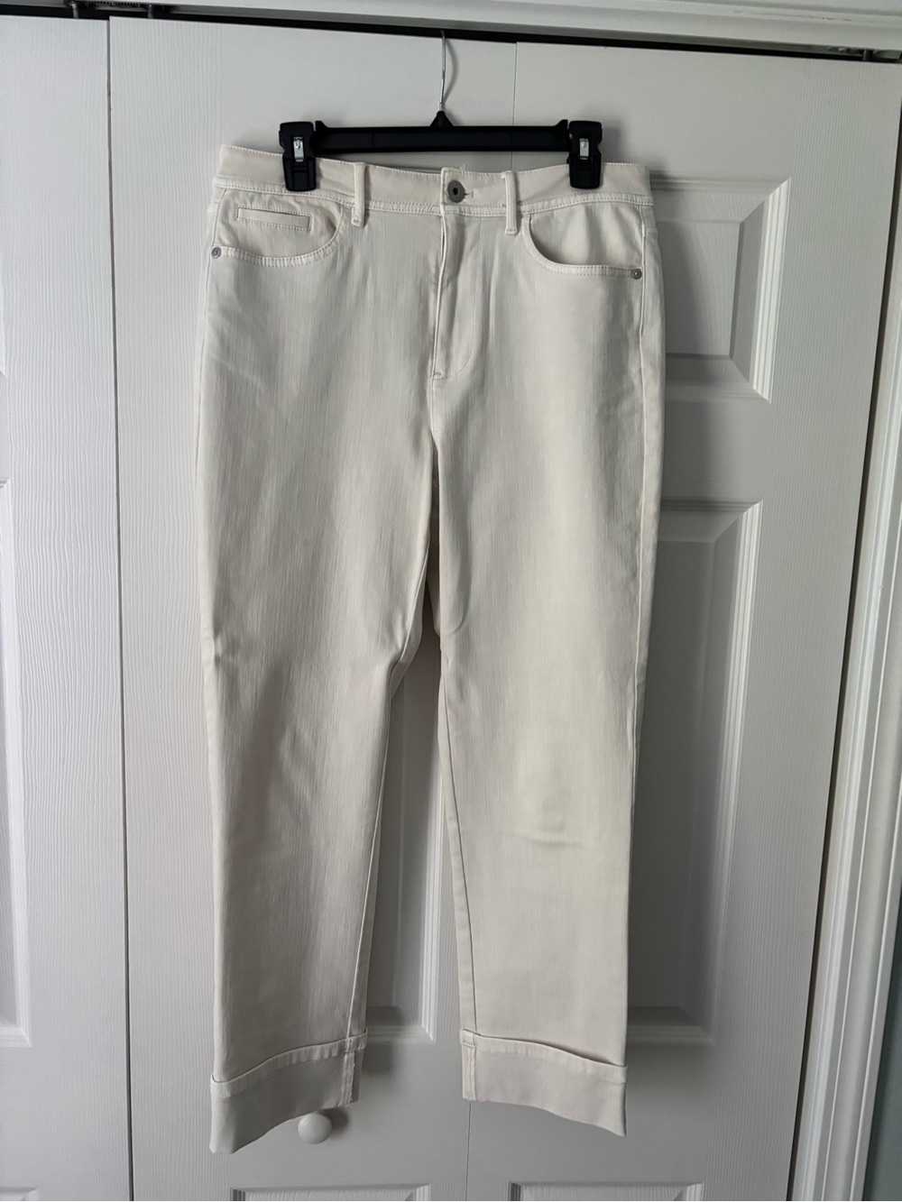 J. Jill Denim High-Rise Straight-Ankle Pants in Ivory